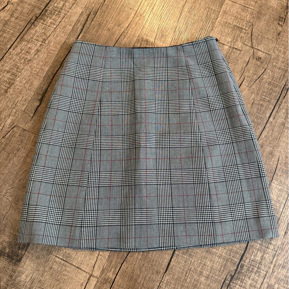Aritzia Babaton Gray Plaid A-Line Mini Skirt | Size 4 | LNWOT